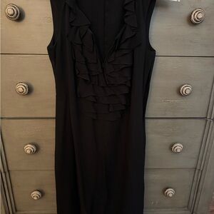 Banana Republic Black Midi Dress with Ruffles